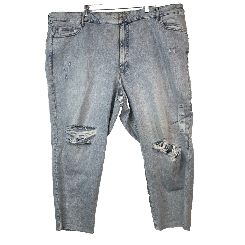 Old Navy Jeans Womens SZ 28 Blue Cut Off Hem Distressed Light Wash Comfort NWT